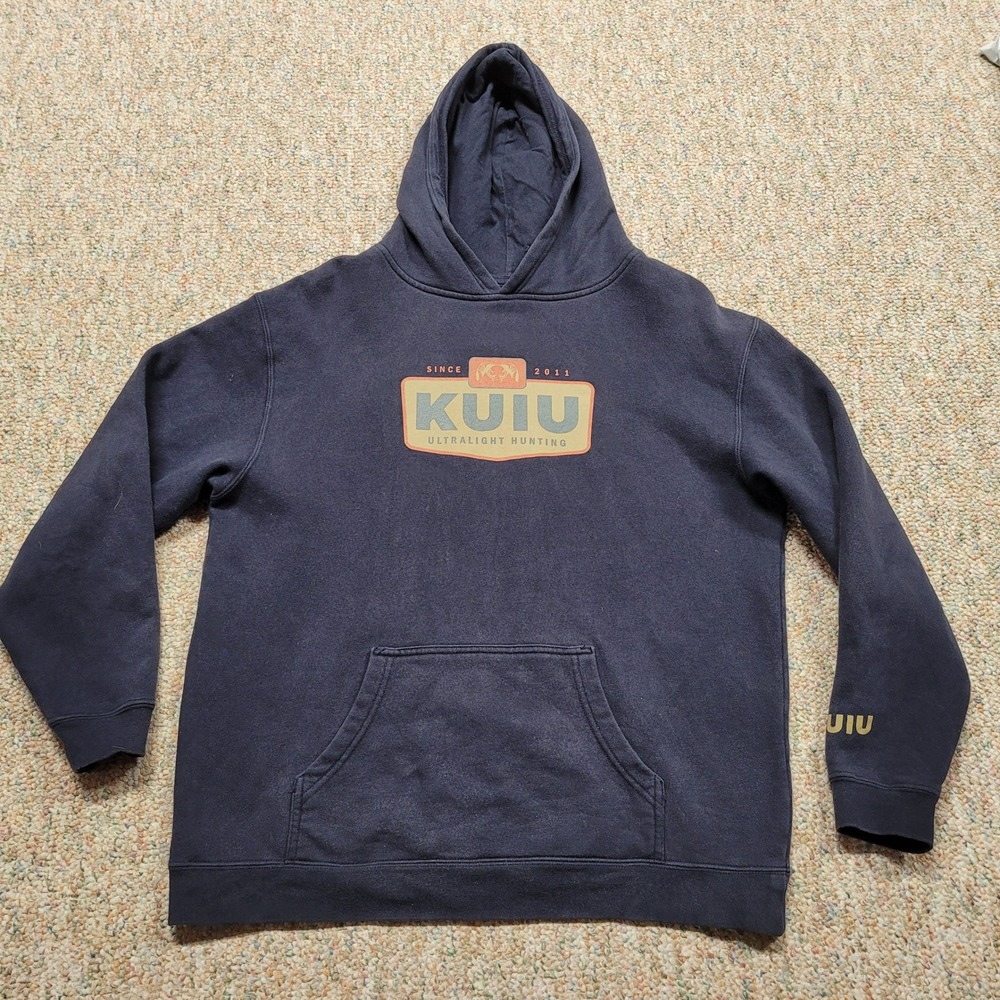 KUIU Hoodie Kids XL Black Ultralight Hunting Pullover Sweatshirt Graphic Logo